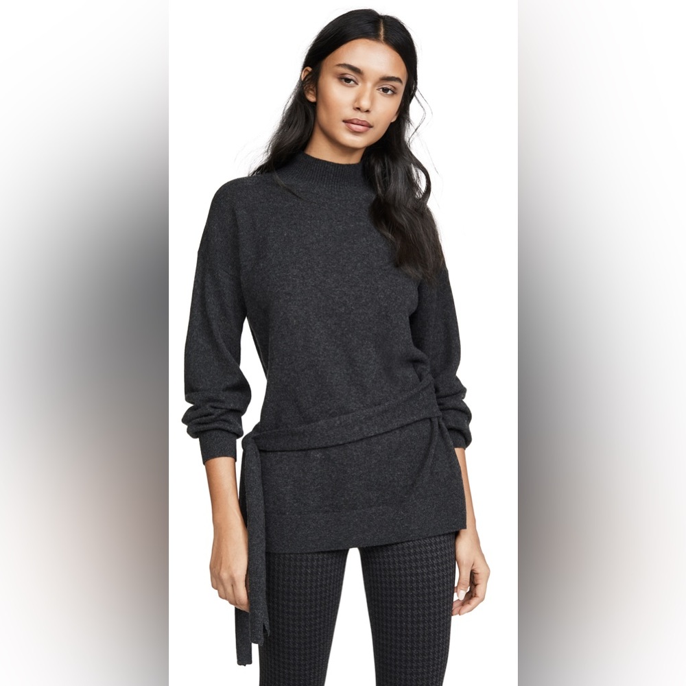 Tie Waist Mock Neck Cashmere Sweater Club Monaco NWT